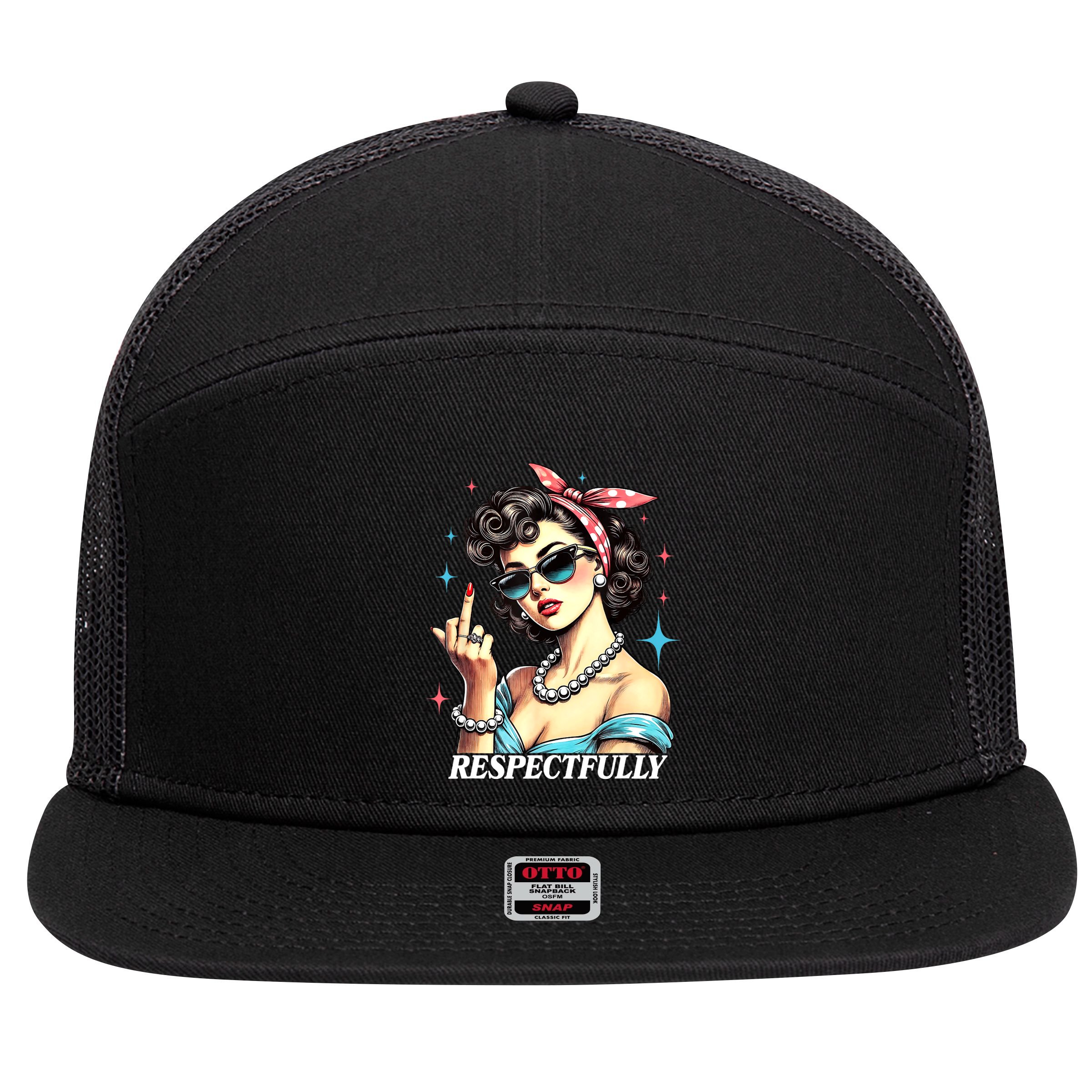 Respectfully 7 Panel Mesh Trucker Snapback Hat