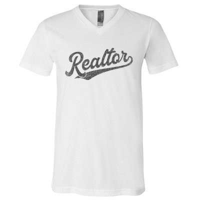 Realtor Real Estate Agent Retro V-Neck T-Shirt