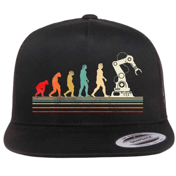 Robot Robotics Engineer Retro Vintage Flat Bill Trucker Hat