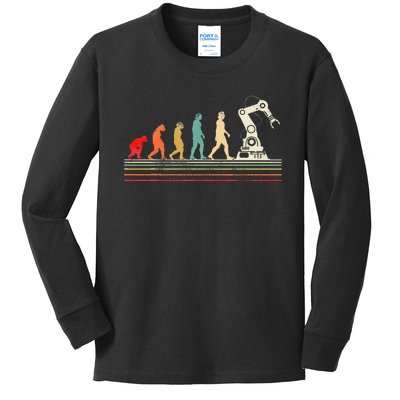 Robot Robotics Engineer Retro Vintage Kids Long Sleeve Shirt