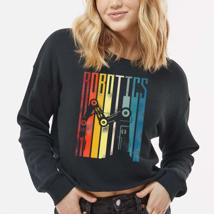 Robot Robotics Engineer Vintage Robotics Cropped Pullover Crew
