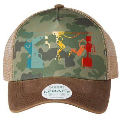 Robot Robotics Engineer Retro Vintage Legacy Tie Dye Trucker Hat