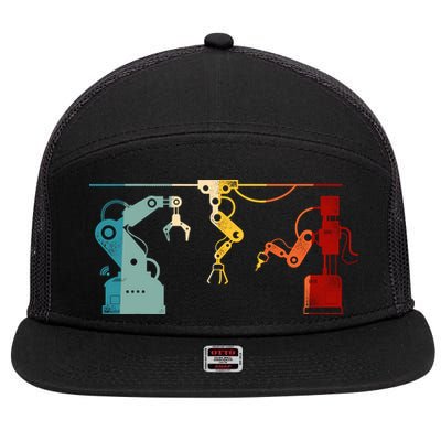 Robot Robotics Engineer Retro Vintage 7 Panel Mesh Trucker Snapback Hat
