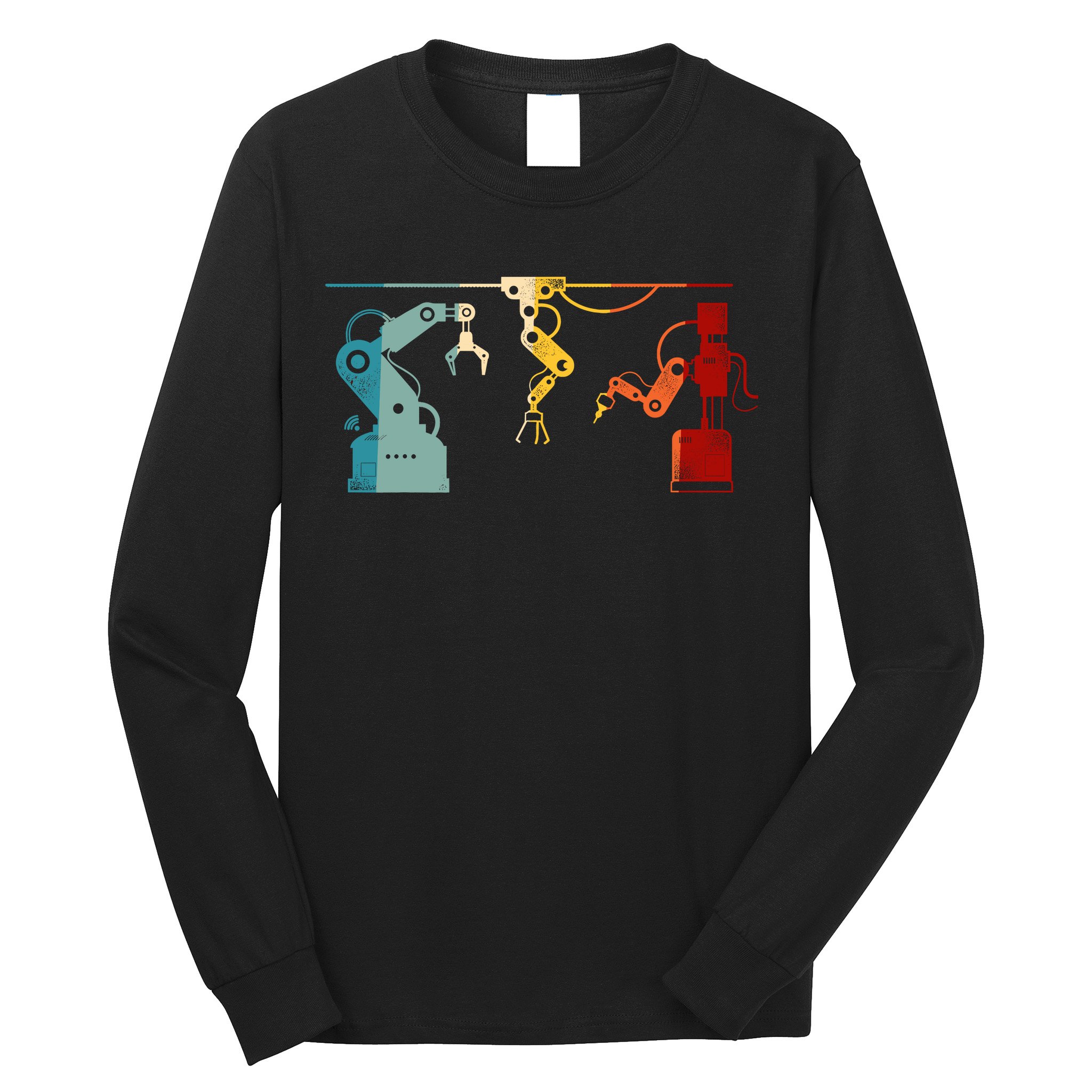 Robot Robotics Engineer Retro Vintage Long Sleeve Shirt