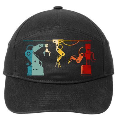 Robot Robotics Engineer Retro Vintage 7-Panel Snapback Hat
