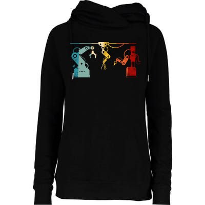 Robot Robotics Engineer Retro Vintage Womens Funnel Neck Pullover Hood
