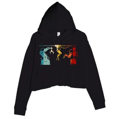 Robot Robotics Engineer Retro Vintage Crop Fleece Hoodie