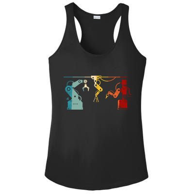 Robot Robotics Engineer Retro Vintage Ladies PosiCharge Competitor Racerback Tank