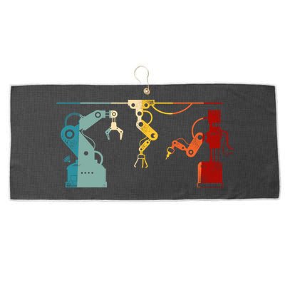 Robot Robotics Engineer Retro Vintage Large Microfiber Waffle Golf Towel