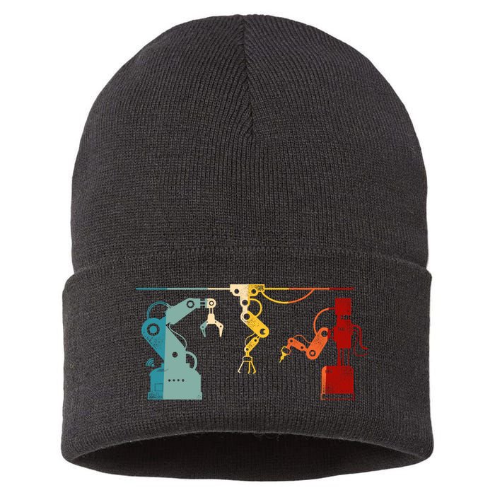 Robot Robotics Engineer Retro Vintage Sustainable Knit Beanie