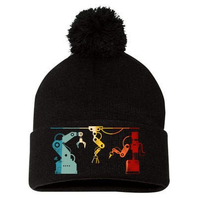 Robot Robotics Engineer Retro Vintage Pom Pom 12in Knit Beanie