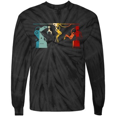 Robot Robotics Engineer Retro Vintage Tie-Dye Long Sleeve Shirt