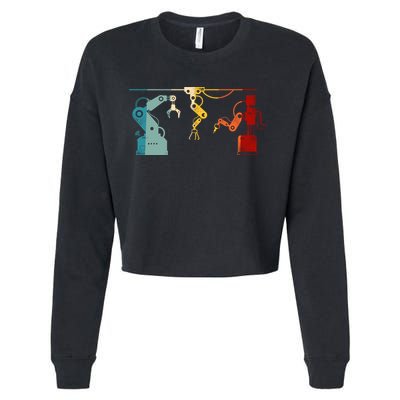 Robot Robotics Engineer Retro Vintage Cropped Pullover Crew