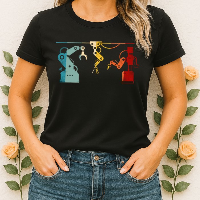 Robot Robotics Engineer Retro Vintage Womens T-Shirt