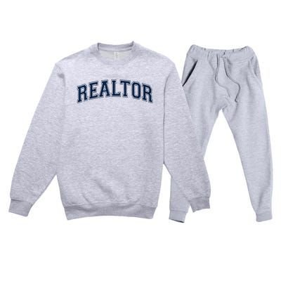 REALTOR REAL ESTATE AGENT BROKER VARSITY STYLE Premium Crewneck Sweatsuit Set