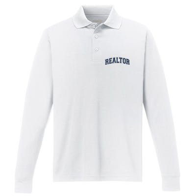 REALTOR REAL ESTATE AGENT BROKER VARSITY STYLE Performance Long Sleeve Polo