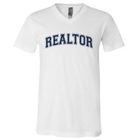 REALTOR REAL ESTATE AGENT BROKER VARSITY STYLE V-Neck T-Shirt