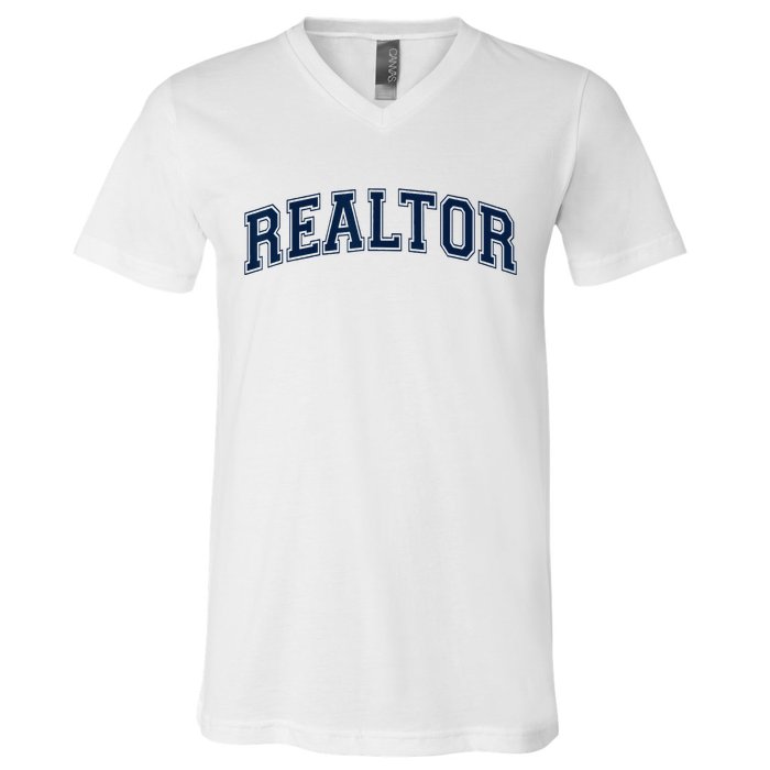 REALTOR REAL ESTATE AGENT BROKER VARSITY STYLE V-Neck T-Shirt