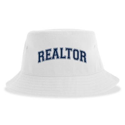 REALTOR REAL ESTATE AGENT BROKER VARSITY STYLE Sustainable Bucket Hat