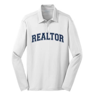 REALTOR REAL ESTATE AGENT BROKER VARSITY STYLE Silk Touch Performance Long Sleeve Polo