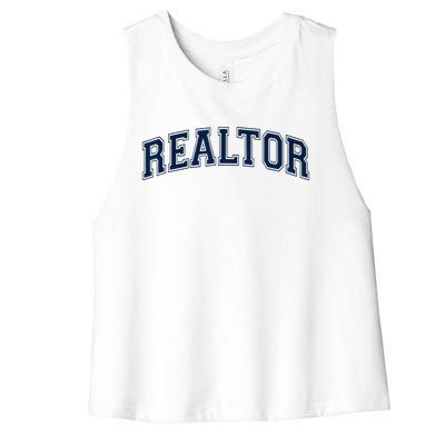 REALTOR REAL ESTATE AGENT BROKER VARSITY STYLE Women's Racerback Cropped Tank