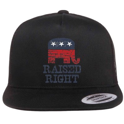 Raised Right Elephant Retro Style Flat Bill Trucker Hat