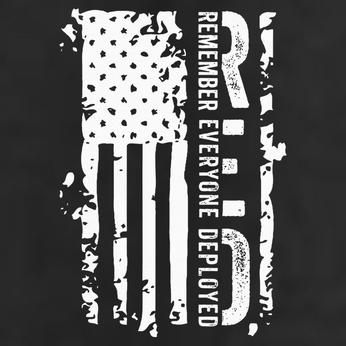RED Remember Everyone Deployed Distressed Flag Garment-Dyed Fleece Hoodie