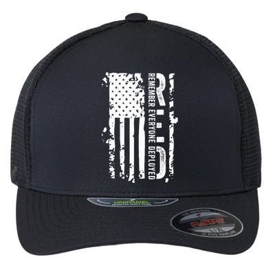 RED Remember Everyone Deployed Distressed Flag Flexfit Unipanel Trucker Cap