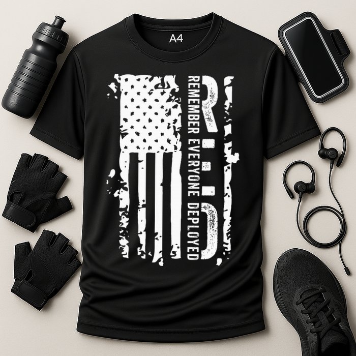 RED Remember Everyone Deployed Distressed Flag Performance Shirt