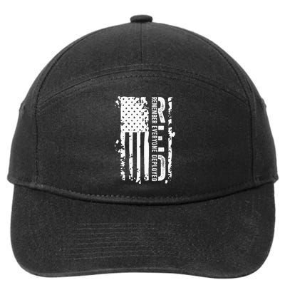 RED Remember Everyone Deployed Distressed Flag 7-Panel Snapback Hat