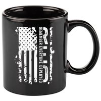RED Remember Everyone Deployed Distressed Flag 11oz C Handle Ceramic Mug