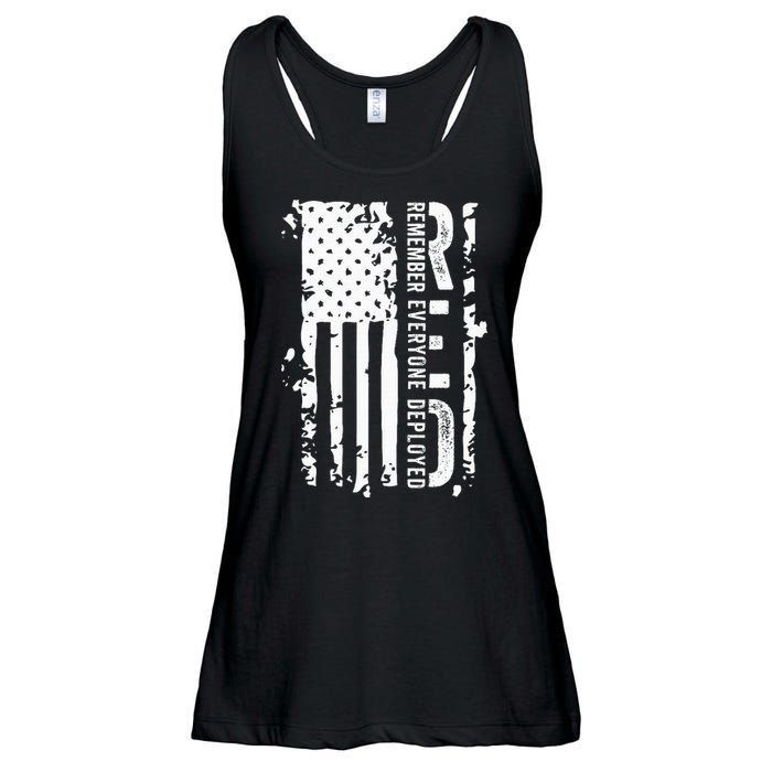 RED Remember Everyone Deployed Distressed Flag Ladies Essential Flowy Tank