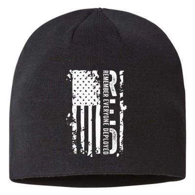 RED Remember Everyone Deployed Distressed Flag Sustainable Beanie