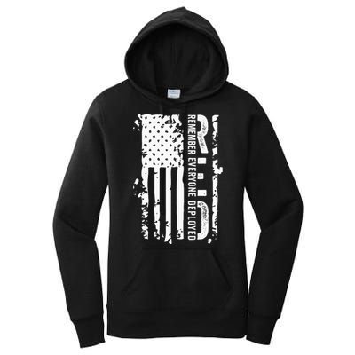 RED Remember Everyone Deployed Distressed Flag Women's Pullover Hoodie