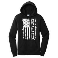 RED Remember Everyone Deployed Distressed Flag Women's Pullover Hoodie