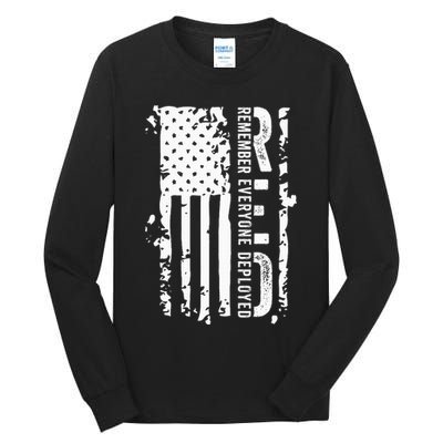 RED Remember Everyone Deployed Distressed Flag Tall Long Sleeve T-Shirt