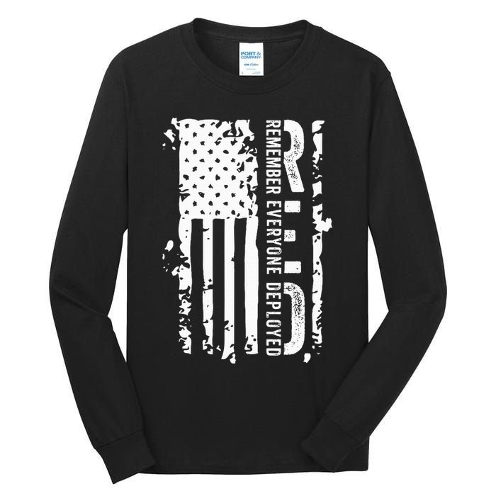 RED Remember Everyone Deployed Distressed Flag Tall Long Sleeve T-Shirt