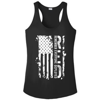 RED Remember Everyone Deployed Distressed Flag Ladies PosiCharge Competitor Racerback Tank