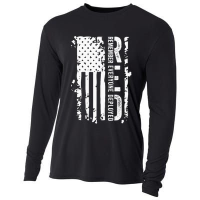 RED Remember Everyone Deployed Distressed Flag Cooling Performance Long Sleeve Crew