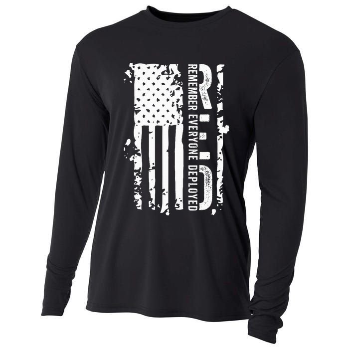 RED Remember Everyone Deployed Distressed Flag Cooling Performance Long Sleeve Crew