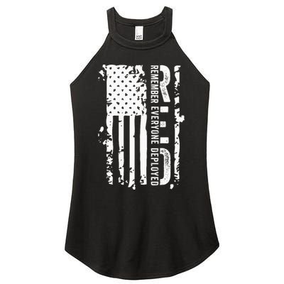 RED Remember Everyone Deployed Distressed Flag Women's Perfect Tri Rocker Tank