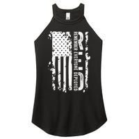 RED Remember Everyone Deployed Distressed Flag Women's Perfect Tri Rocker Tank