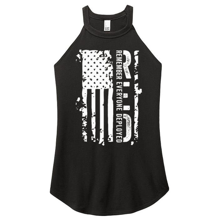 RED Remember Everyone Deployed Distressed Flag Women's Perfect Tri Rocker Tank