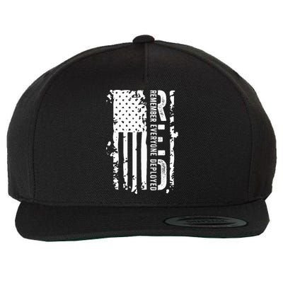 RED Remember Everyone Deployed Distressed Flag Wool Snapback Cap