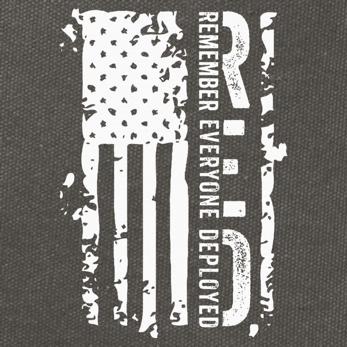 RED Remember Everyone Deployed Distressed Flag Cotton Canvas Backpack
