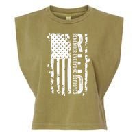 RED Remember Everyone Deployed Distressed Flag Garment-Dyed Women's Muscle Tee