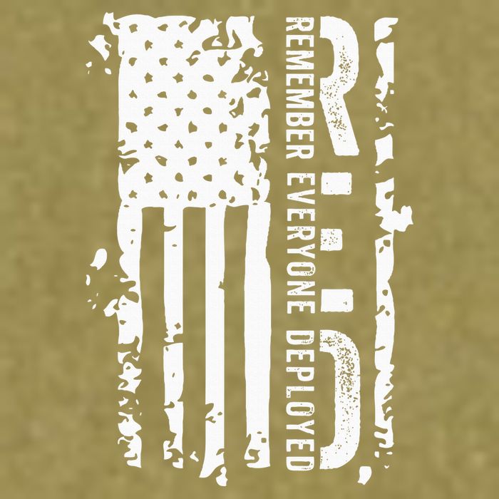 RED Remember Everyone Deployed Distressed Flag Garment-Dyed Women's Muscle Tee