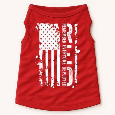 RED Remember Everyone Deployed Distressed Flag Doggie Tank