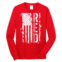 RED Remember Everyone Deployed Distressed Flag Long Sleeve Shirt
