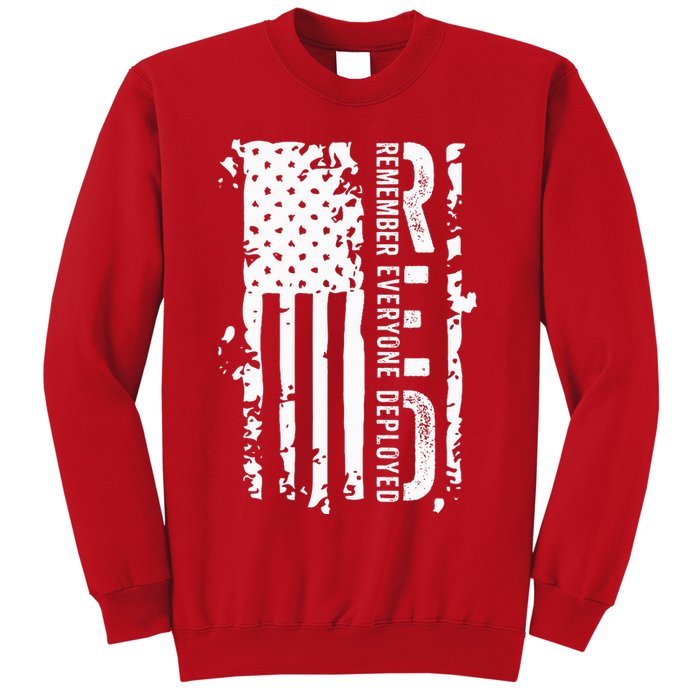 RED Remember Everyone Deployed Distressed Flag Sweatshirt